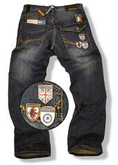 View Item Lambretta Mod Badged Stonewash Denim Easy Fit Jeans 